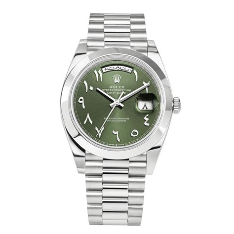 rolex day date arabic green|rolex day date watch price.